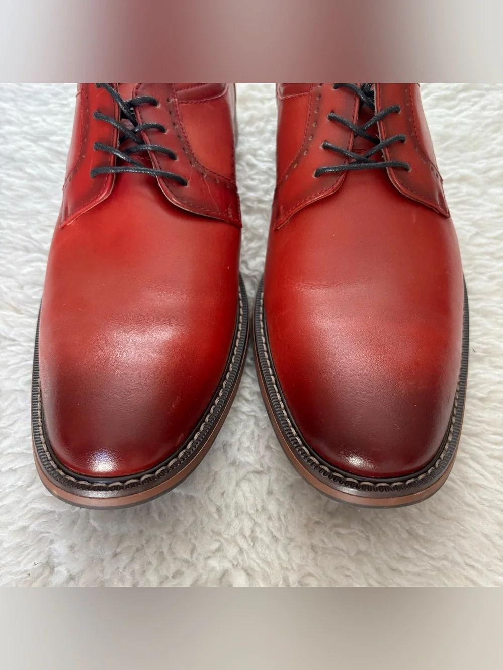 Stacy Adam’s Men's Red/Brown Gradient Leather Memory foam Derby Shoes size 12 M